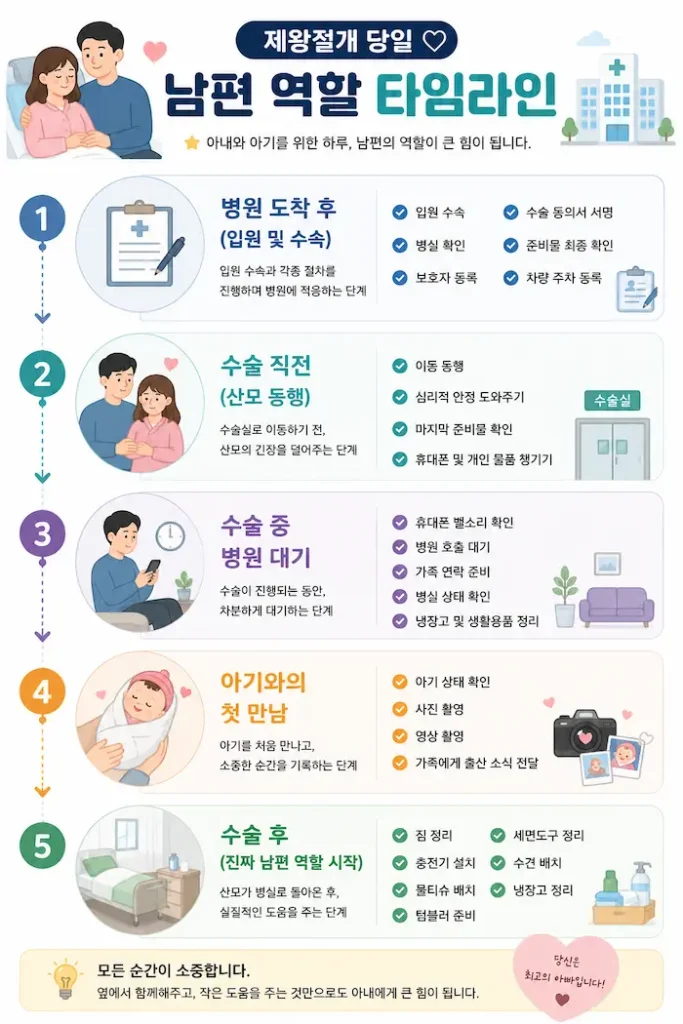 제왕절개 당일 남편이 해야 할 일 타임라인