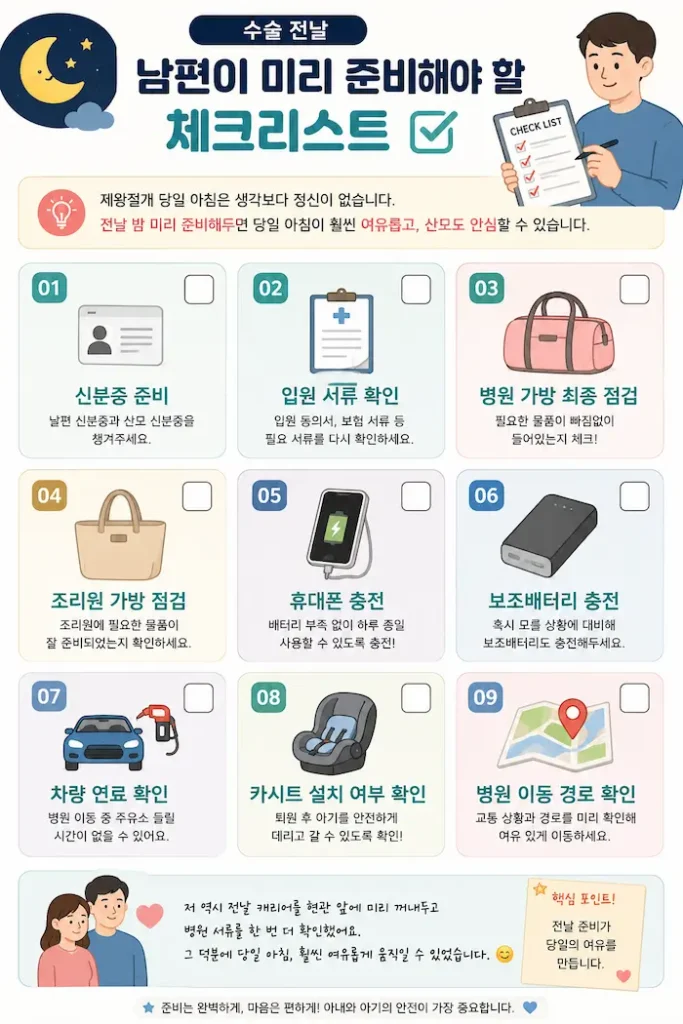 제왕절개 전날 남편이 준비해야 할 체크리스트