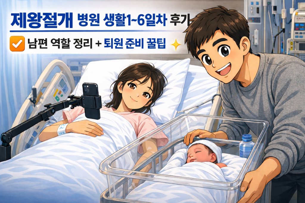 제왕절개 병원 생활 1일차 남편 역할과 아기 첫 만남 장면