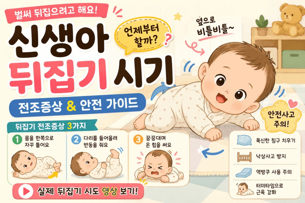 신생아 뒤집기 시기와 전조증상을 설명하는 초보 아빠 육아 안전 가이드 썸네일