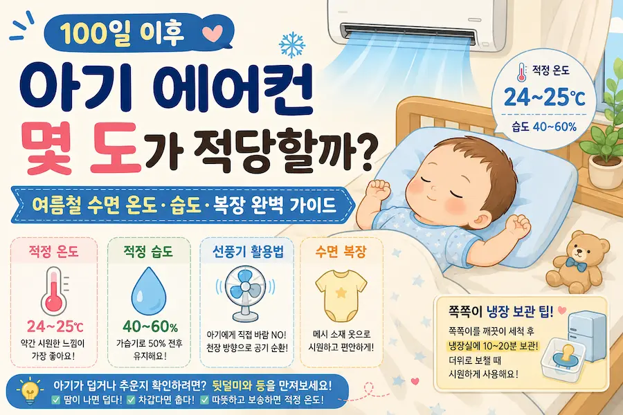 100일 이후 아기 여름철 적정 온도 습도 에어컨 사용 가이드
