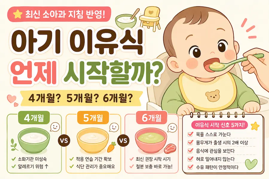 아기 이유식 시작 시기 4개월 5개월 6개월 비교 가이드