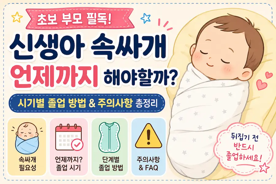 신생아 속싸개 언제까지 해야 하는지 졸업 시기와 스와들업 사용 기간을 설명하는 가이드 이미지